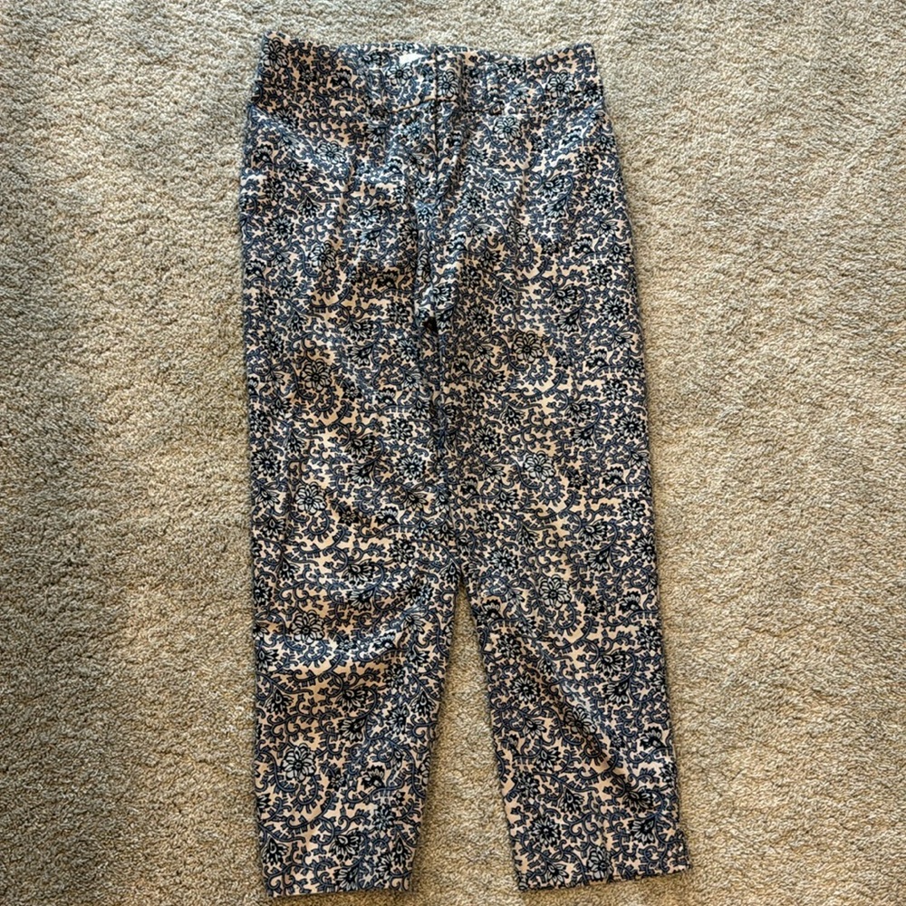 Ann Taylor Loft The Riviera Pant, Blue and White Patterned, Size 2P
